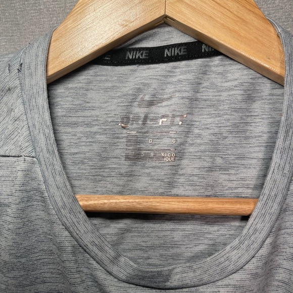 Nike Dri-FIT L Men's Gray Long Sleeve Athletic Training Shirt Gym Large Heather - Picture 4 of 9